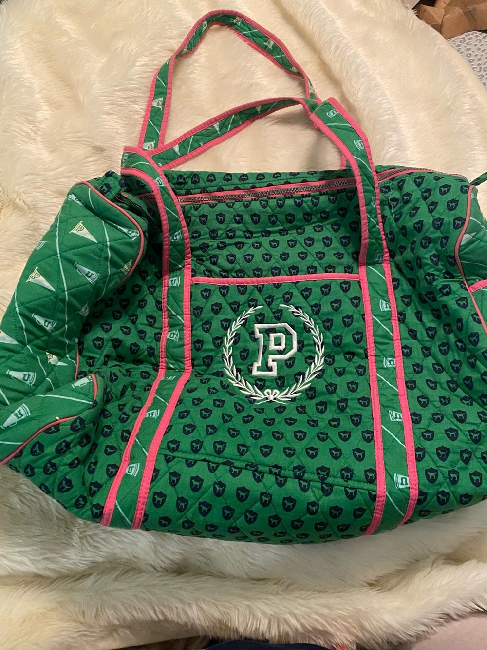 Vintage PINK Victoria Secret Y2K Varsity Jet Set Large Duffle Bag